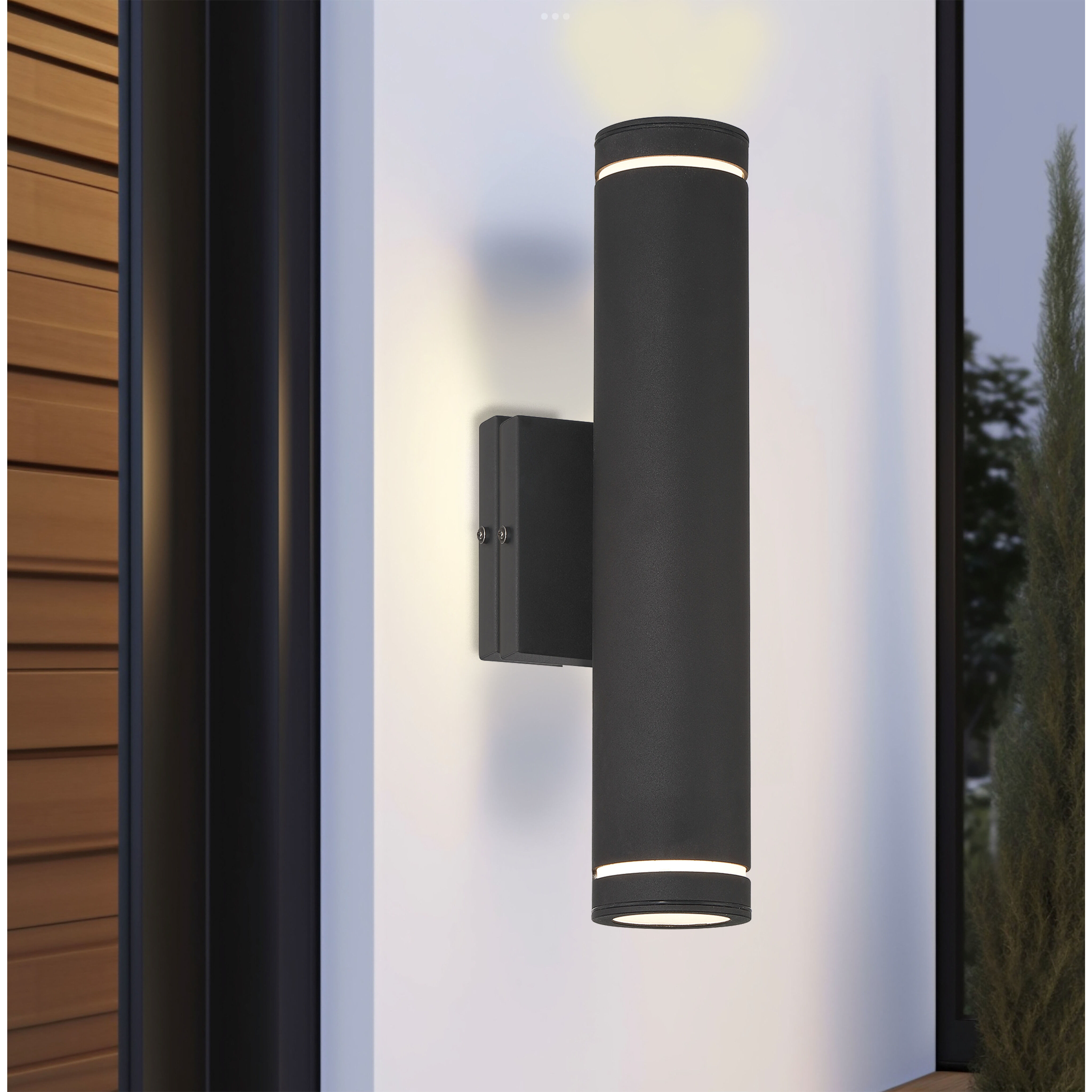 Supotto LED 14 inch Sand Coal Outdoor Wall Mount